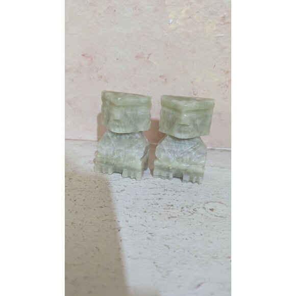 Hand-Carved Light Green Alabaster  Marble Mayan inspired Tiki  Figurines 2.5" - Picture 6 of 7